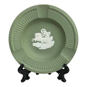 Wedgwood Jasperware Celadon Green 3 Slot‎ Round Fluted Ashtray Aurora Chariot